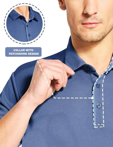 FitsT4 الرياضة رجالي جولف قمصان بولو قصيرة الأكمام الرطوبة فتل أنيق بياقة أكتيفيوير أداء قمصان بولو غير رسمية in Kuwait