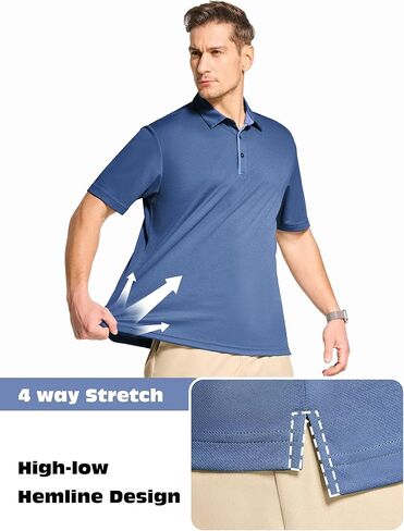 FitsT4 الرياضة رجالي جولف قمصان بولو قصيرة الأكمام الرطوبة فتل أنيق بياقة أكتيفيوير أداء قمصان بولو غير رسمية in Kuwait