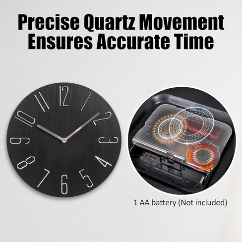 ساعة حائط معلقة مقاس 12 بوصة من جيفون صامتة غير موقوتة مع ديكور حزام جلدي، ساعة حائط تناظرية خشبية بسيطة تعمل بالبطارية للمنزل والمكتب والمطبخ وغرفة النوم وغرفة المعيشة (أبيض) in Kuwait