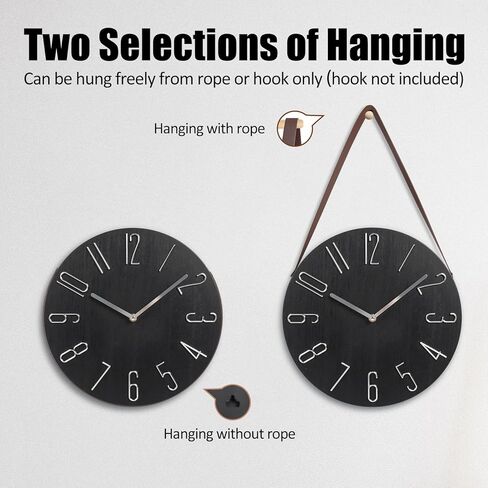 ساعة حائط معلقة مقاس 12 بوصة من جيفون صامتة غير موقوتة مع ديكور حزام جلدي، ساعة حائط تناظرية خشبية بسيطة تعمل بالبطارية للمنزل والمكتب والمطبخ وغرفة النوم وغرفة المعيشة (أبيض) in Kuwait