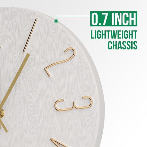 Wall Clock 12 Inch Silent Non-Ticking Imitation Wood Indoor Clock Round Black Decor Clock Modern 3D Figures Quartz Wall Clocks for Home, Hotel, Office, School, Bedroom, Living Room, Kitchen in Saudi Arabia