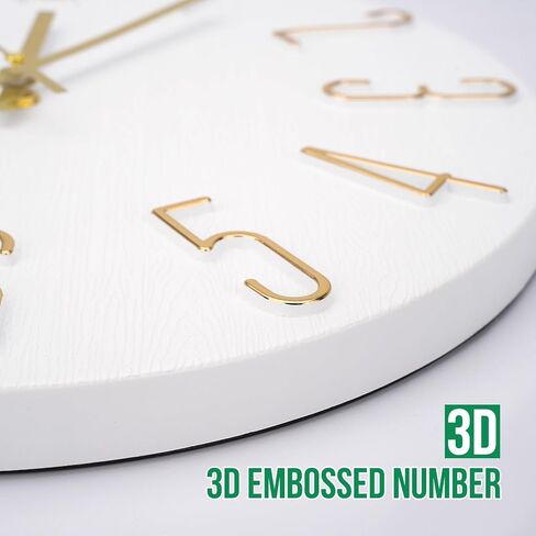 Wall Clock 12 Inch Silent Non-Ticking Imitation Wood Indoor Clock Round Black Decor Clock Modern 3D Figures Quartz Wall Clocks for Home, Hotel, Office, School, Bedroom, Living Room, Kitchen in Saudi Arabia