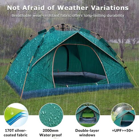 خيام OSWIN تتسع لـ 3-4 أشخاص - خيام تخييم على شكل قبة، خيام منبثقة، خيام فورية، خيام تحمل على الظهر للرياح والمطر، خيام الفصول الأربعة in Kuwait