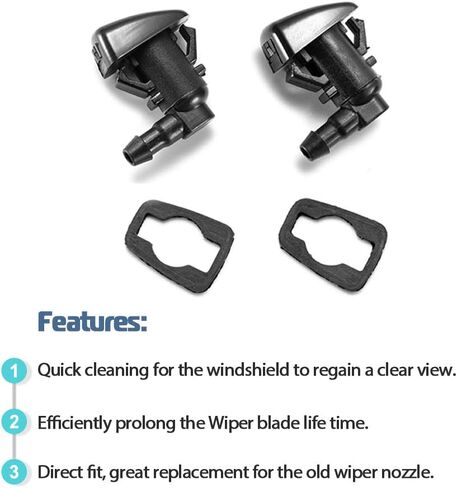 مجموعة فوهات غسالة الزجاج الأمامي تحل محل 7T4Z-17603-A 7T4Z-17603-A-JET المتوافقة مع 2007-2011 Edge، 2007-2010 Lincoln MKX Spray Jet Kit قطعتان in Kuwait