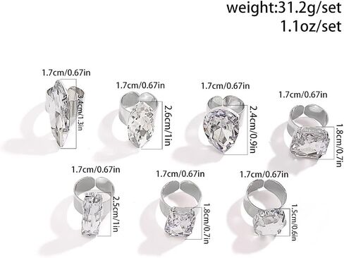 MIFYNN Water Drop Ring Sets for Women Girls Geometric Crystal Ring Sets Adjustable Ring Sets Sparkling Crystal Stacked Knuckle Joint Finger Ring Sets Fashion Personalized Ring Party Jewelry in Saudi Arabia