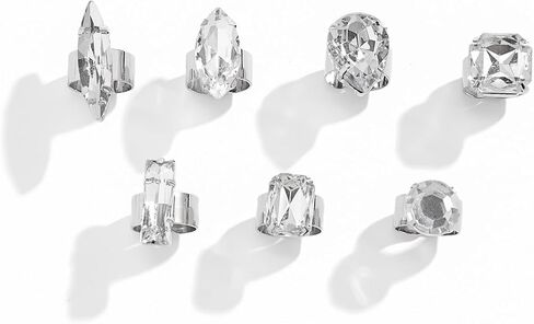 MIFYNN Water Drop Ring Sets for Women Girls Geometric Crystal Ring Sets Adjustable Ring Sets Sparkling Crystal Stacked Knuckle Joint Finger Ring Sets Fashion Personalized Ring Party Jewelry in Saudi Arabia