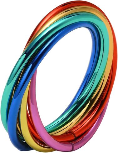 Nanafast Stainless Steel Rainbow Rings for Women Men, Rainbow Stainless Steel Cute Rings, Women's Fashion Rings, Six Ring Interlocking Rings Jewelry Gift in Saudi Arabia