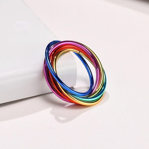 Nanafast Stainless Steel Rainbow Rings for Women Men, Rainbow Stainless Steel Cute Rings, Women's Fashion Rings, Six Ring Interlocking Rings Jewelry Gift in Saudi Arabia
