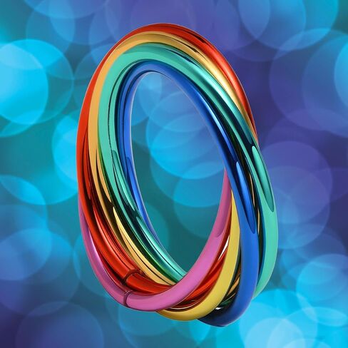 Nanafast Stainless Steel Rainbow Rings for Women Men, Rainbow Stainless Steel Cute Rings, Women's Fashion Rings, Six Ring Interlocking Rings Jewelry Gift in Saudi Arabia
