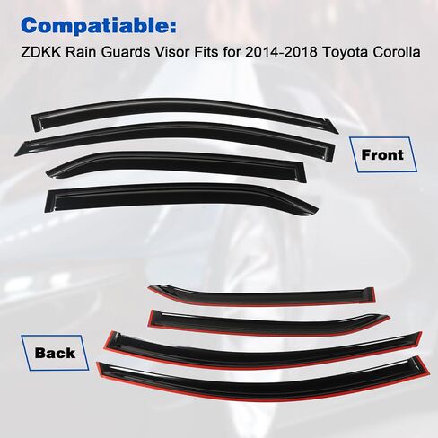 4PCS Window Visors Deflectors Vent Guards Sun Wind Rain Shield for 2014-2018 Corolla Car Window Visors in Saudi Arabia