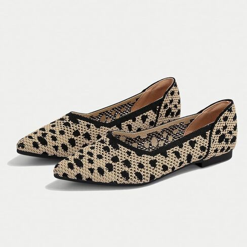 Women's Breathable Mesh Knit Ballet Flats Bow Pointed Toe Comfortable Slip On Shoes in Kuwait