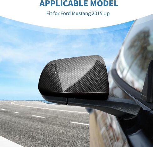 for Mustang Side Mirror Cover Trim Carbon Fiber for Ford Mustang 2015-2024 Carbon Fiber Exterior Accessories 2pcs (Not for Mirror with Turn Light) in Saudi Arabia