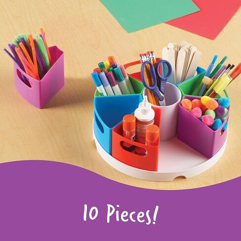 Learning Resources Create-a-Space Storage Center, 10 Piece set - Desk Organizer for Kids, Art Organizer for Kids, Crayon Organizer, Homeschool Organizers and Storage in Kuwait