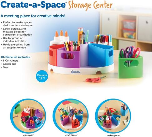 Learning Resources Create-a-Space Storage Center, 10 Piece set - Desk Organizer for Kids, Art Organizer for Kids, Crayon Organizer, Homeschool Organizers and Storage in Kuwait
