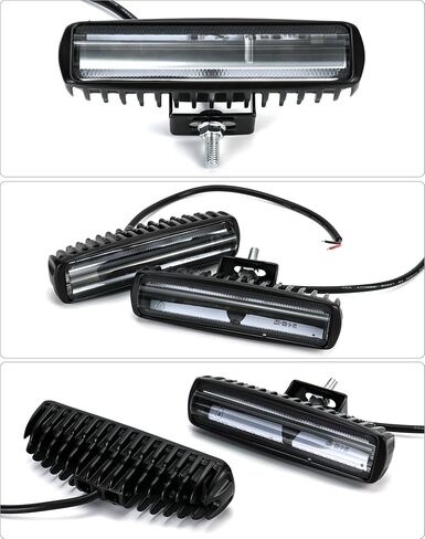 مصباح عمل LED QWORK 600 Lumens مع غطاء من سبائك الألومنيوم - قطعتين - مقاوم للماء IP68، 30 وات، 12 فولت - 80 فولت تيار مستمر، ضوء تحذير للمنطقة الحمراء - للمستودع، المزرعة، البناء، رافعة شوكية، حفارة، جرافة in Kuwait