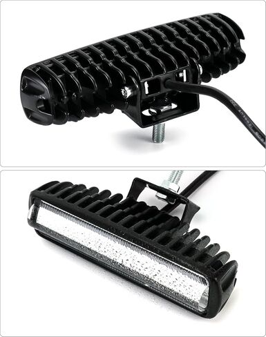 مصباح عمل LED QWORK 600 Lumens مع غطاء من سبائك الألومنيوم - قطعتين - مقاوم للماء IP68، 30 وات، 12 فولت - 80 فولت تيار مستمر، ضوء تحذير للمنطقة الحمراء - للمستودع، المزرعة، البناء، رافعة شوكية، حفارة، جرافة in Kuwait