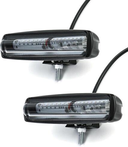 مصباح عمل LED QWORK 600 Lumens مع غطاء من سبائك الألومنيوم - قطعتين - مقاوم للماء IP68، 30 وات، 12 فولت - 80 فولت تيار مستمر، ضوء تحذير للمنطقة الحمراء - للمستودع، المزرعة، البناء، رافعة شوكية، حفارة، جرافة in Kuwait