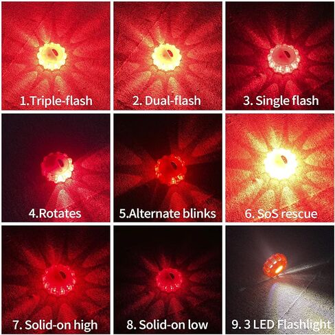 UYYE 3-Pack LED مشاعل الطريق أضواء تحذير الطوارئ، ملحقات السيارة الخارجية منارة أمان على جانب الطريق قرص وامض تحذيري (البطاريات غير متضمنة) in Kuwait