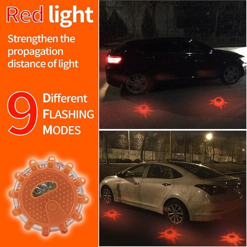 UYYE 3-Pack LED مشاعل الطريق أضواء تحذير الطوارئ، ملحقات السيارة الخارجية منارة أمان على جانب الطريق قرص وامض تحذيري (البطاريات غير متضمنة) in Kuwait