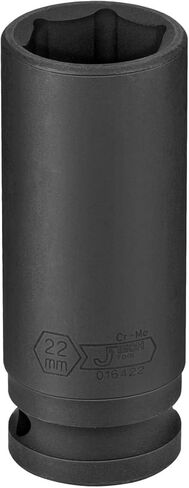 Jetech 1/2-Inch Drive 22mm Deep Impact Socket with 6-Point Design, Heat-Treated Chrome Molybdenum Alloy Steel, Metric in Kuwait