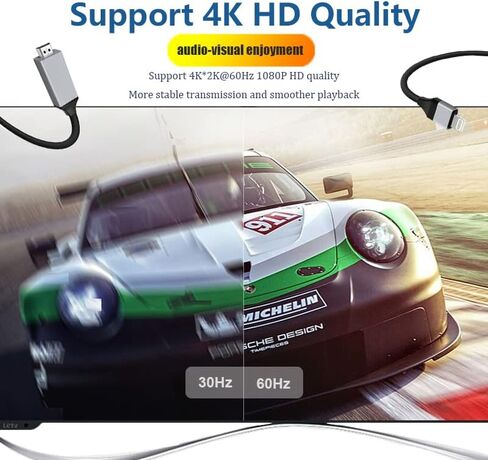 Lightning to HDMI Adapter Cable for iPhone,[Apple MFi Certified] 1080P HDTV Cable Adapter Digital AV Sync Screen Connector Compatible with iPhone/iPad/iPod on HD TV Monitor Projector - 6.6 Feet/2M in Kuwait