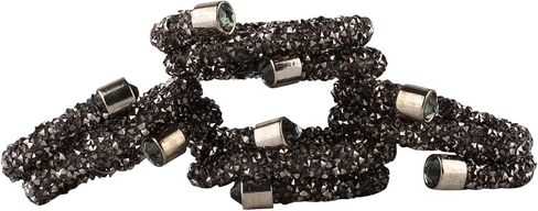 Luminous Rhinestone Swirl Napkin Ring, Sparkling Rhinestones on Flexible Wire, for Cloth Napkins, Formal Dining Table Setting, Events, Weddings, Black, 2", Set of 4 in Saudi Arabia