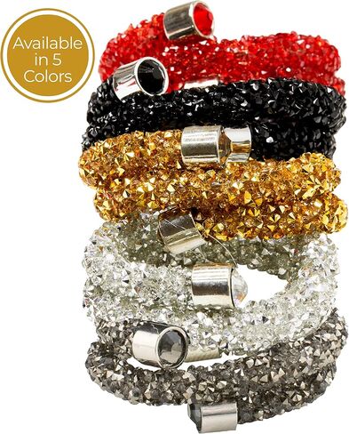Luminous Rhinestone Swirl Napkin Ring, Sparkling Rhinestones on Flexible Wire, for Cloth Napkins, Formal Dining Table Setting, Events, Weddings, Black, 2", Set of 4 in Saudi Arabia