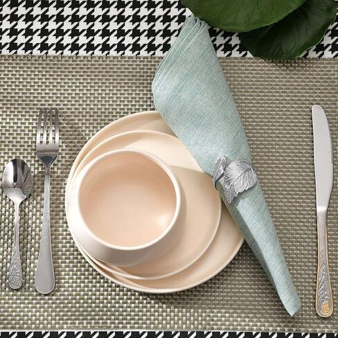 Silver Leaf Napkin Rings Set, Metal Leaf Napkin Ring Set Table Napkin Rings for Christmas, Fall, Halloween, Thanksgiving, Anniversary, Birthday, Party of Table Setting(12 PCS, Silver) in Kuwait