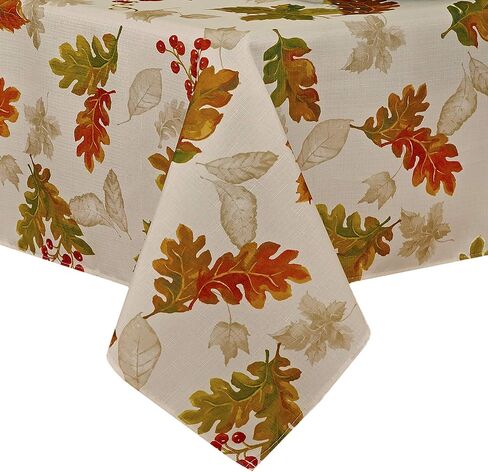 Elrene Home Fashions Swaying Leaves Printed Fall, Autumn Table Decor, Rectangle, 60 in x 144 in (Tablecloth) in Saudi Arabia