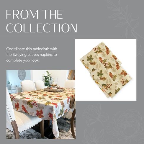 Elrene Home Fashions Swaying Leaves Printed Fall, Autumn Table Decor, Rectangle, 60 in x 144 in (Tablecloth) in Saudi Arabia