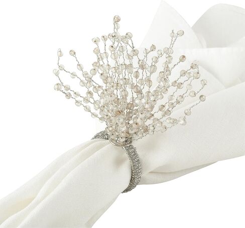 Saro Lifestyle Beaded Burst Design Napkin Ring (Set of 4), Red in Saudi Arabia