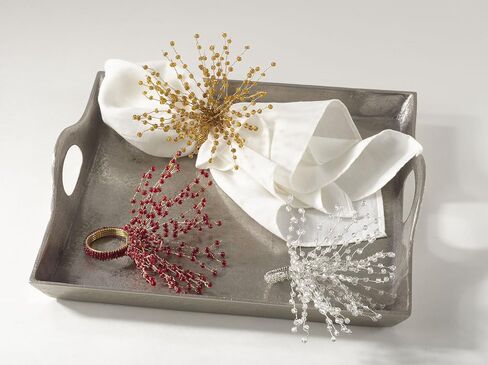 Saro Lifestyle Beaded Burst Design Napkin Ring (Set of 4), Red in Saudi Arabia