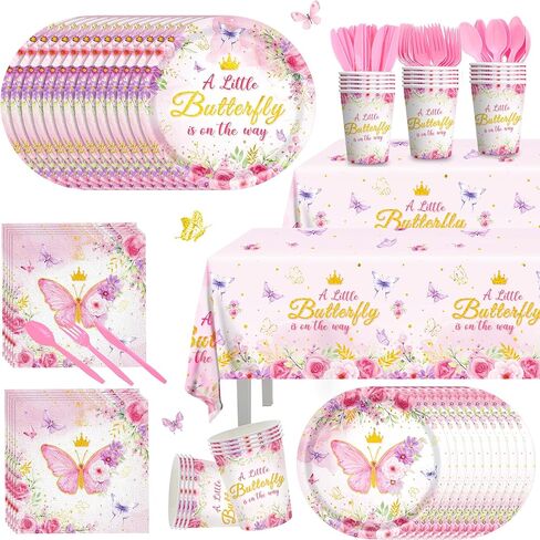 لوازم حفلات أعياد الميلاد الجنية، أطباق ورقية، مناديل مفارش مائدة زهرية، أكواب أدوات مائدة للاستعمال مرة واحدة، مجموعة أدوات مائدة لتزيين حفلات استقبال المولود الجديد، حفلات خرافية للفتيات، تخدم 24 عامًا in Kuwait