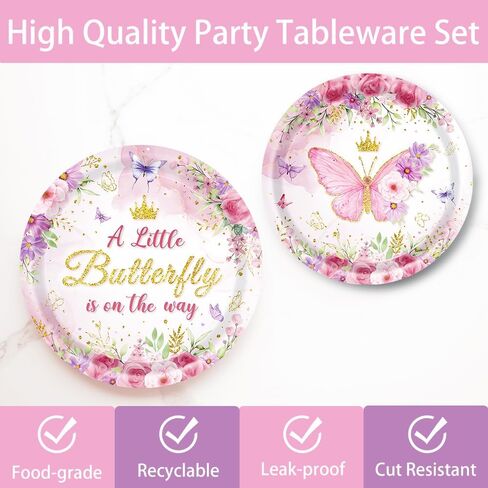 لوازم حفلات أعياد الميلاد الجنية، أطباق ورقية، مناديل مفارش مائدة زهرية، أكواب أدوات مائدة للاستعمال مرة واحدة، مجموعة أدوات مائدة لتزيين حفلات استقبال المولود الجديد، حفلات خرافية للفتيات، تخدم 24 عامًا in Kuwait