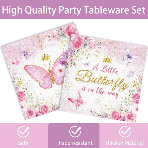 لوازم حفلات أعياد الميلاد الجنية، أطباق ورقية، مناديل مفارش مائدة زهرية، أكواب أدوات مائدة للاستعمال مرة واحدة، مجموعة أدوات مائدة لتزيين حفلات استقبال المولود الجديد، حفلات خرافية للفتيات، تخدم 24 عامًا in Kuwait