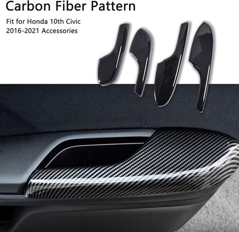 Door Armrest Interior Panel Trim Cover Carbon Fiber Pattern Compatible with Honda 10th Civic 2016-2021 Accessories in Kuwait