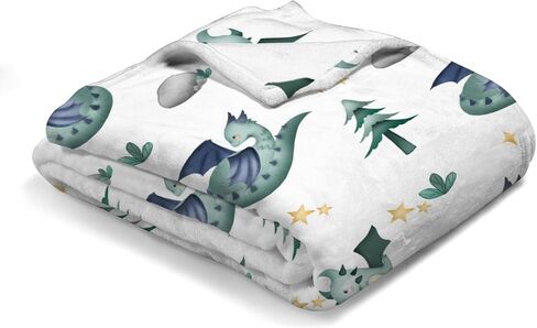 Cartoon Fairy Tale Dragon Moon Stars Clouds Trees Baby Blanket for Boy Girl Watercolor Dragons Flannel Swaddle Blanket Soft Receiving Blankets for Crib Newborn Nursery Toddler Bed Blanket 30x40 in Kuwait