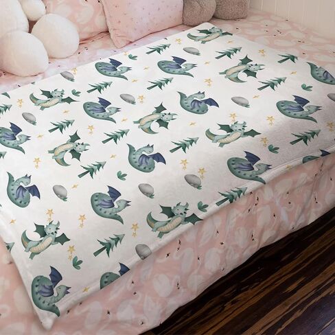 Cartoon Fairy Tale Dragon Moon Stars Clouds Trees Baby Blanket for Boy Girl Watercolor Dragons Flannel Swaddle Blanket Soft Receiving Blankets for Crib Newborn Nursery Toddler Bed Blanket 30x40 in Kuwait