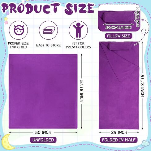 Tudomro Kids Nap Mat الصغار لمرحلة ما قبل المدرسة الرعاية النهارية بطانية قيلولة مع وسادة مرفقة وحزام مطاطي بطانية سرير من الصوف الناعم تناسب معظم سجادات الأطفال مقاس 51.18 × 50 بوصة (متعددة الألوان، 6 قطع) in Saudi Arabia