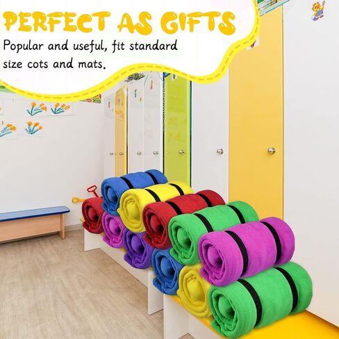 Tudomro Kids Nap Mat الصغار لمرحلة ما قبل المدرسة الرعاية النهارية بطانية قيلولة مع وسادة مرفقة وحزام مطاطي بطانية سرير من الصوف الناعم تناسب معظم سجادات الأطفال مقاس 51.18 × 50 بوصة (متعددة الألوان، 6 قطع) in Saudi Arabia