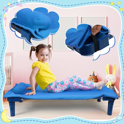 Tudomro Kids Nap Mat الصغار لمرحلة ما قبل المدرسة الرعاية النهارية بطانية قيلولة مع وسادة مرفقة وحزام مطاطي بطانية سرير من الصوف الناعم تناسب معظم سجادات الأطفال مقاس 51.18 × 50 بوصة (متعددة الألوان، 6 قطع) in Saudi Arabia