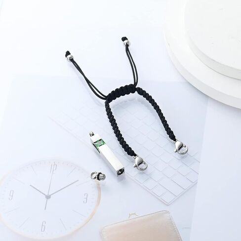 2 قطعة سوار الجرة للرماد للنساء كريستال مكعب مجوهرات جنائزية للرماد حجم قابل للتعديل سوار تذكاري (أخضر) in Kuwait