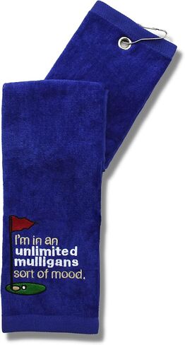 Mulligan | Funny Golf Towel for Men or Woman Golfer Gifts - Embroidered Tri-fold Golf Towel for Golf Bags, Golf Accessories, Novelty | Birdie in Saudi Arabia