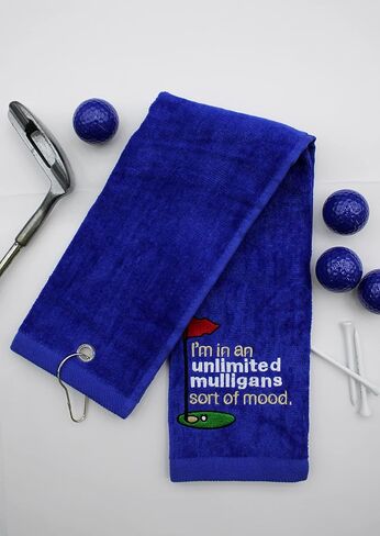 Mulligan | Funny Golf Towel for Men or Woman Golfer Gifts - Embroidered Tri-fold Golf Towel for Golf Bags, Golf Accessories, Novelty | Birdie in Saudi Arabia