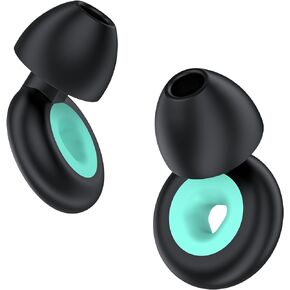 Silicon Ear Plugs for Noise Reduction – Super Soft, Reusable Hearing Protection in Flexible Silicone for Sleep, Noise Sensitivity - 3 Ear Tips in S/M/L – 26dB & NRR 14 Noise Cancelling – Black