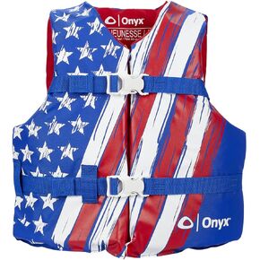 ONYX General Purpose Coast Guard Approved Boating Life Jacket Youth, Stars & Stripes