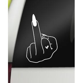 Middle Finger Decal | Girly Cute Decal | Funny Middle Finger Car Decal Bumper Sticker Window Laptop Tumbler Decal | 3.8" x 6" Size | Made in USA
