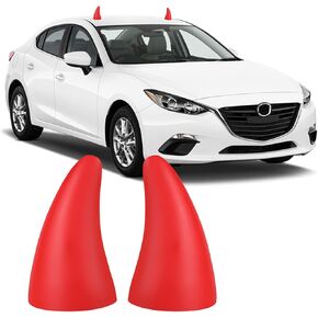 2PCS 3D Devil Horn Stickers for Car Roof Bumper, 4.3 Inch Elasticity Anti Collision Protector Decals, Self-Adhesive Auto Decoration Ornaments, Car Exterior Accessories for Truck, SUV, Car (Black)
