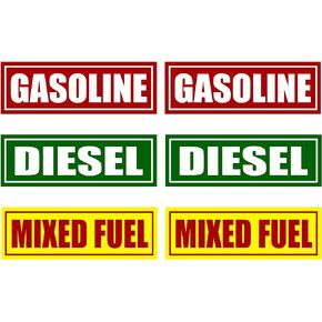 Diesel Gasoline and Mixed Fuel Markers 6x2 Inch Pack of 6 Gas Fuel Only Sticker Sign Decal Indoor Outdoor Tractor Truck Gas Fuel Can