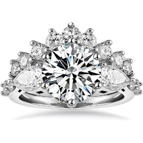 Moissanite Wedding Rings Bridal Set 4.63cttw(3CT Center Stone) D Color VVS1 Clarity Round Brilliant Cut Moissanite Diamond S925 Sterling Silver Engagement Rings for Women with Certificate